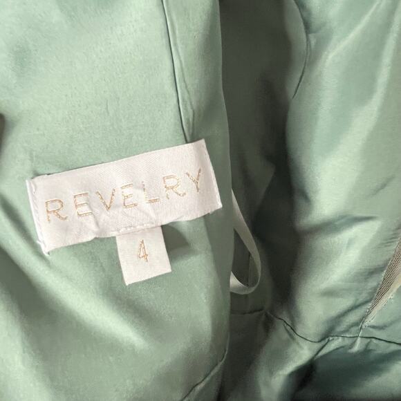 Revelry Harley Chiffon Tiered Maxi Dress 4 Sage Green Ruffle Wedding Guest - Picture 7 of 14